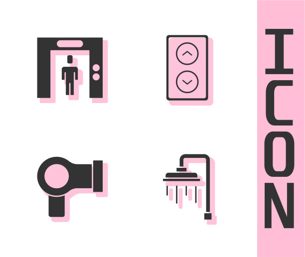 设置淋浴、升降、吹风机和图标图片下载