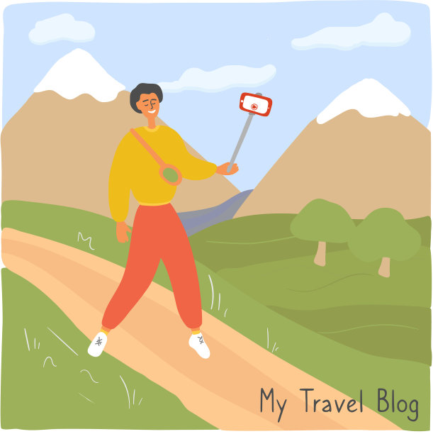 旅游博主用智能手机拍摄视频图片下载