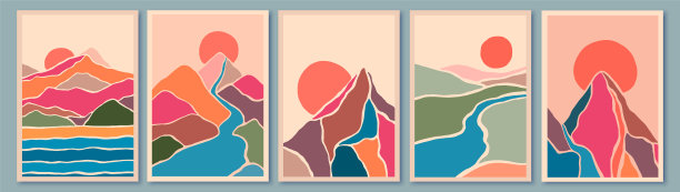 日落，日出，美丽多彩的风景图片下载