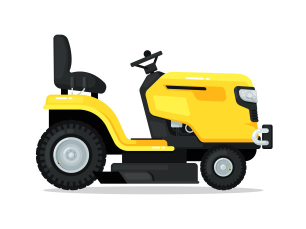 割草机、汽车、园林机械孤立在白色图片下载