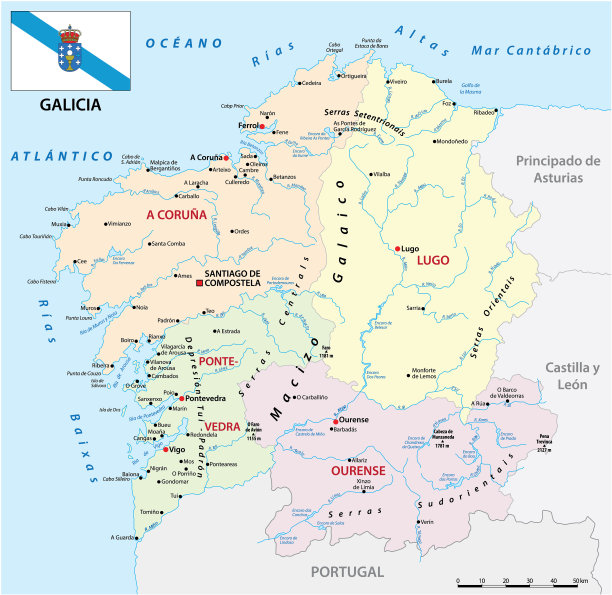 行政地图加利西亚西班牙图片下载