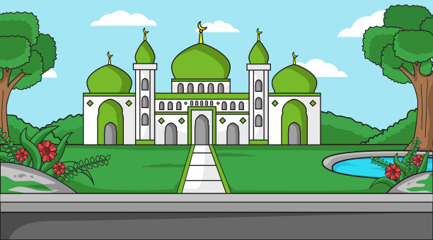 背景穆斯林宗教绿色清真寺和图片下载