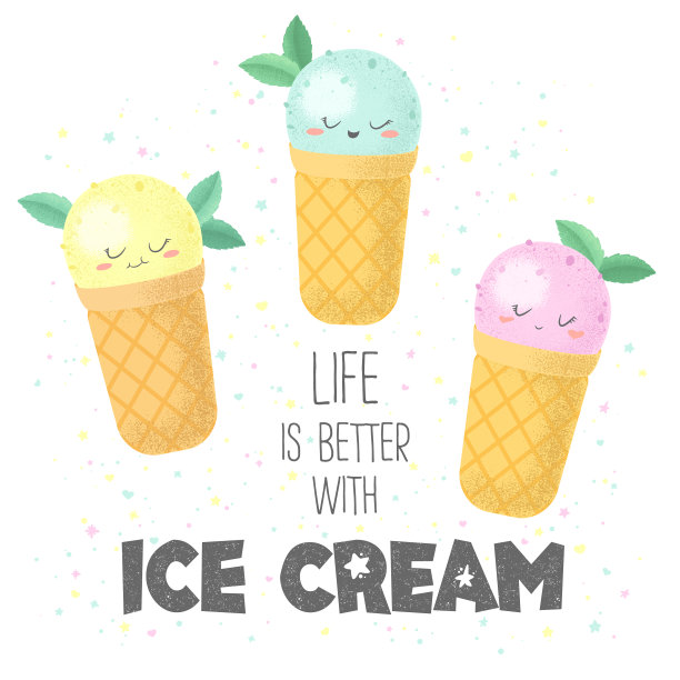 可爱的彩色手绘冰淇淋图片下载