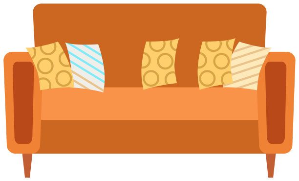 柔软的沙发和五颜六色的枕头图片下载