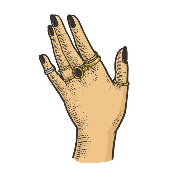 手和珍贵戒指素描图片下载