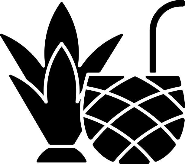 菠萝朗姆酒黑色象形图标图片下载