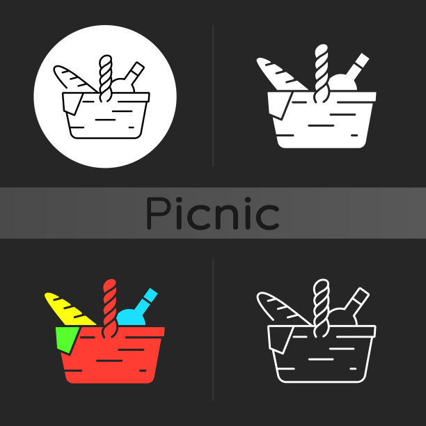 野餐篮子黑暗的主题图标图片下载