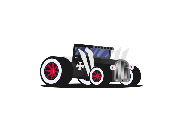 平坦的复古车孤立的颜色背景图片下载