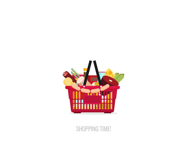 平面设计丰富多彩的杂货配送概念图片下载