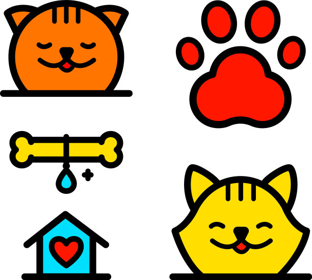 宠物酒店图标集图片下载