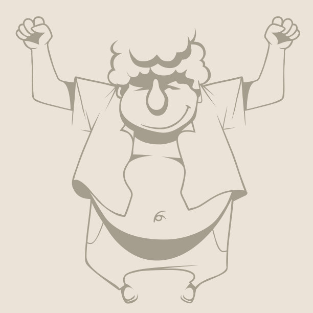 小品卡通卷毛胖子快乐地养大图片下载