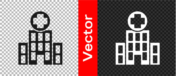 有十字图标的黑色医疗大楼图片下载