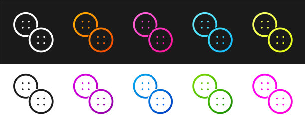 设置缝纫按钮的衣服图标隔离图片下载