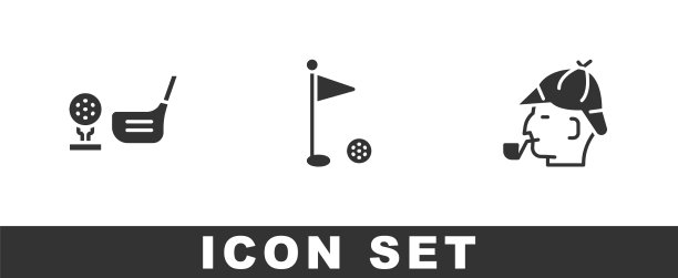 设置高尔夫球杆与球在球旗和夏洛克图片下载