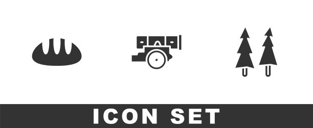 面包面包大炮和圣诞树图标图片下载