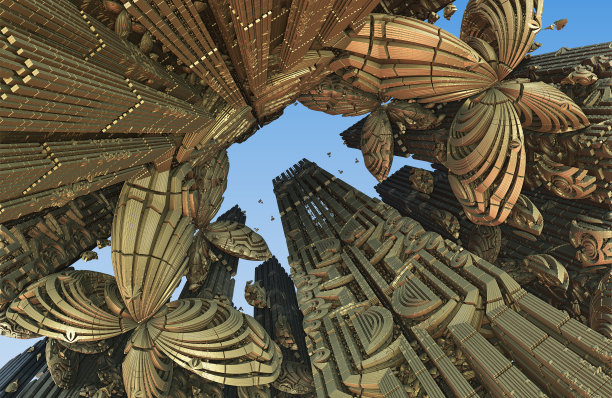 技术分形三维背景，抽象三维插图，设计元素图片下载