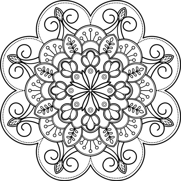 曼荼罗图案着色书墙纸设计艺术图片下载