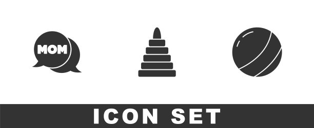 设置语音泡泡妈妈金字塔玩具和沙滩球图片下载