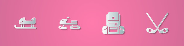 设置剪纸雪橇雪地摩托徒步背包图片下载