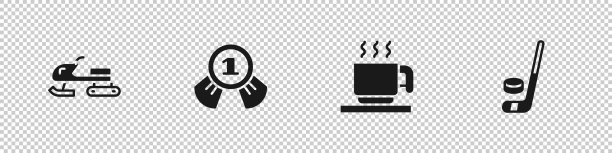 设置雪地车奖牌热巧克力杯和冰图片下载