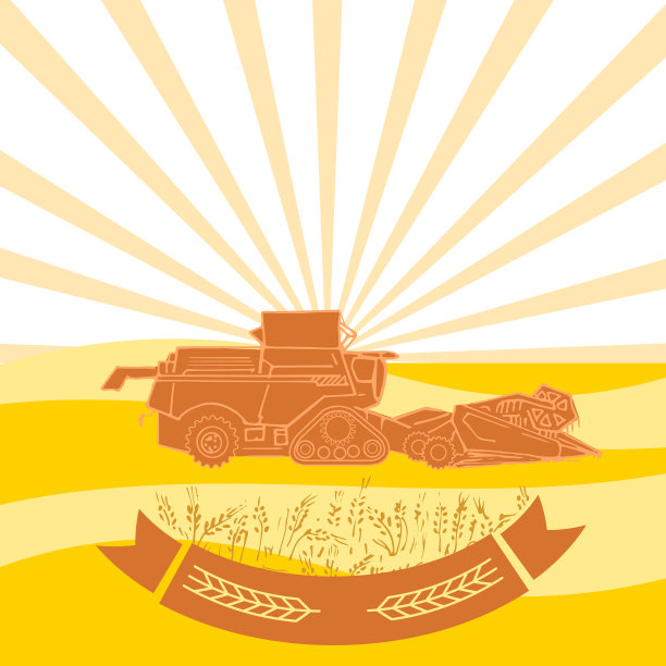 把麦田里的收割机与小麦联合起来图片下载