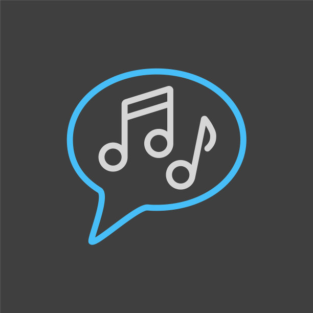 音乐音符语音气泡图标在黑暗的背景图片下载