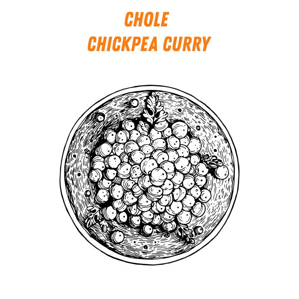 印度鹰嘴豆咖喱手绘草图矢量插画，顶部视角图片下载