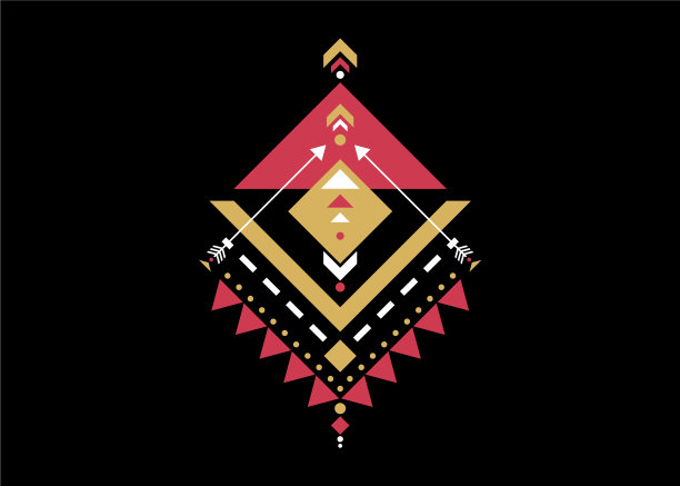 多彩墨西哥阿兹特克部落神圣的几何标志图片下载