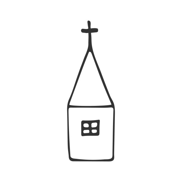 手绘教堂孤立在白色背景图片下载