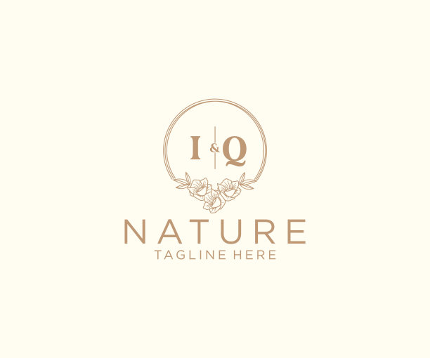 最初的IQ字母，花框架植物图片下载