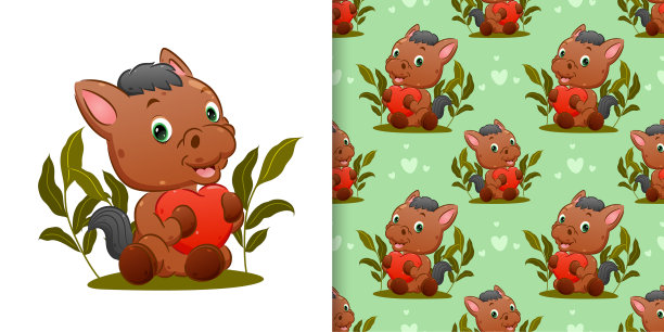 无缝的可爱的马正坐在上面图片下载