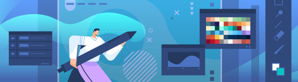 平面编辑中设计师用笔画画图片下载