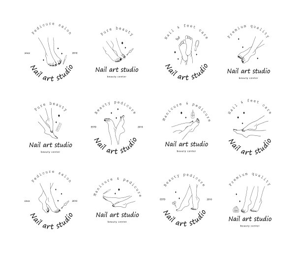 轮廓女性脚设置标志为指甲艺术图片下载