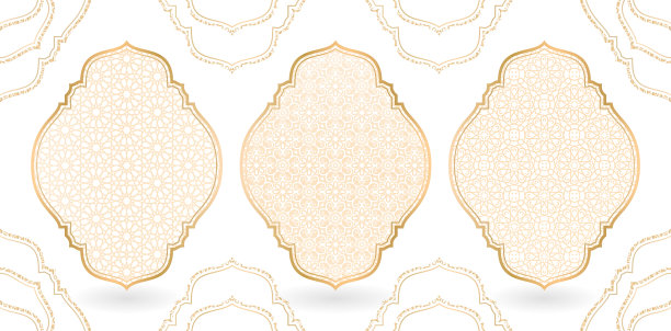 伊斯兰图案与框架和黄金线图片下载