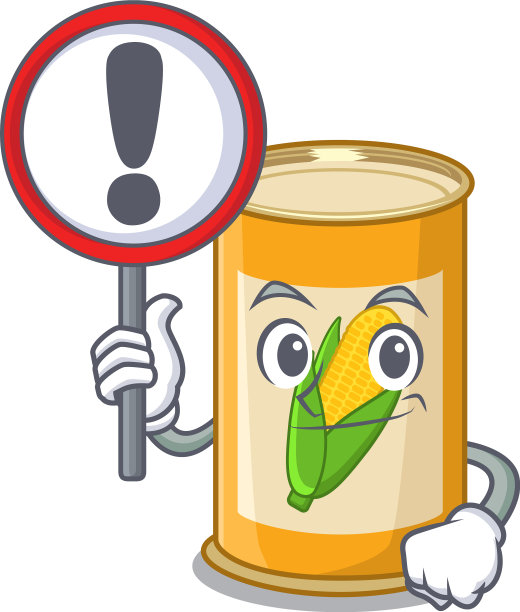 一个带有感叹号的卡通图标玉米罐头图片下载