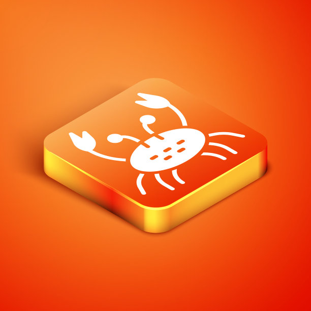 等距螃蟹图标孤立在橙色背景图片下载