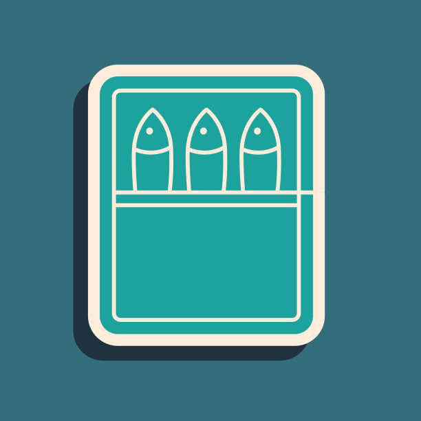 绿色罐头鱼图标孤立在绿色上图片下载