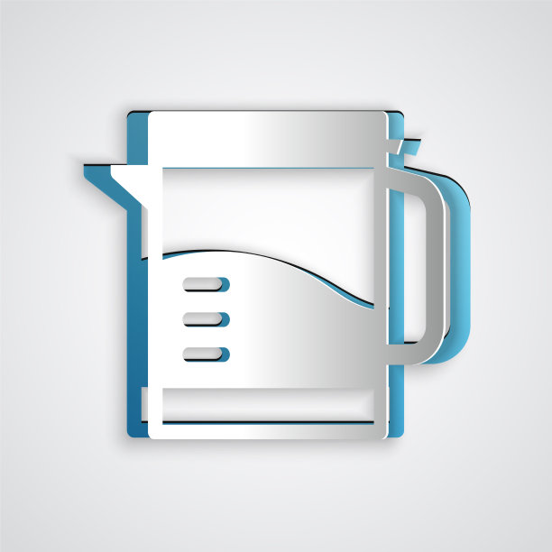 剪纸电水壶图标孤立在灰色图片下载