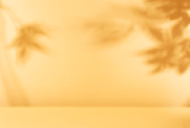 秋天的背景用墙上的树枝的影子模糊了。图片下载