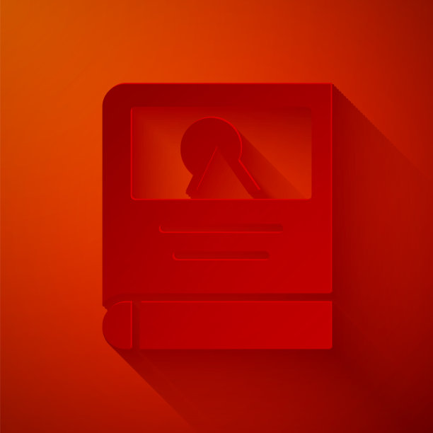 剪纸相册画廊图标孤立在红色图片下载