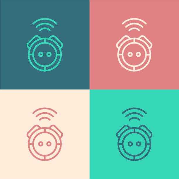 波普艺术线机器人吸尘器图标隔离上图片下载