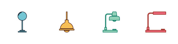 设置落地灯、吊灯、吊台和图标图片下载