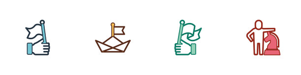 手握旗子折叠纸船和图片下载