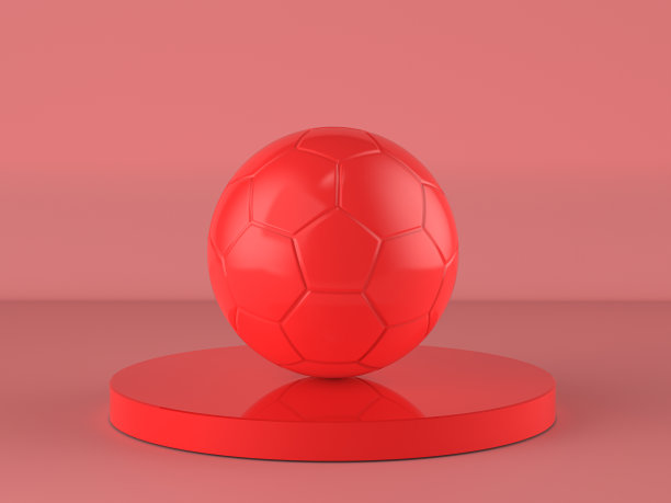 红色背景上的红色足球图片下载