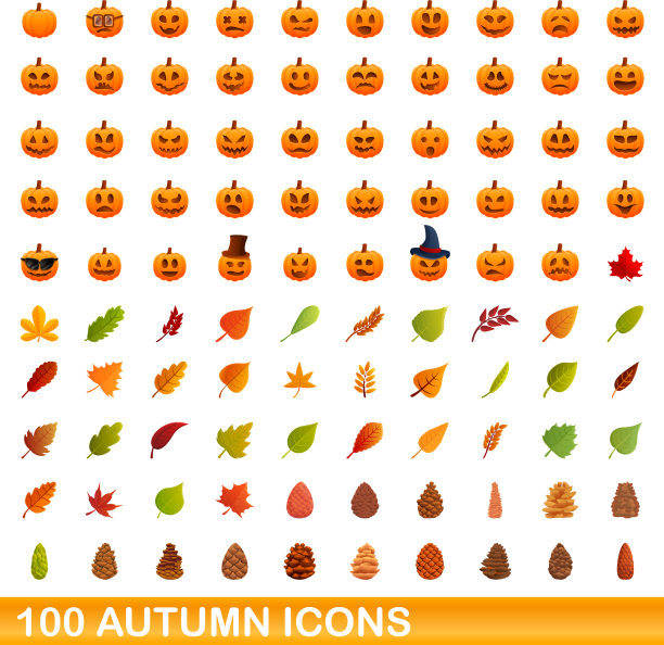 100秋季图标设置卡通风格图片下载