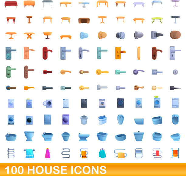 100家图标设置卡通风格图片下载