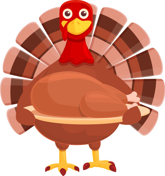 感恩节火鸡与肉类食品卡通图标图片下载