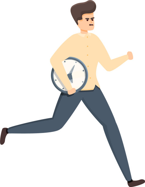 赶工作挂钟图标卡通风格图片下载