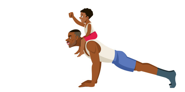 强壮的非裔美国人在做俯卧撑，爸爸图片下载