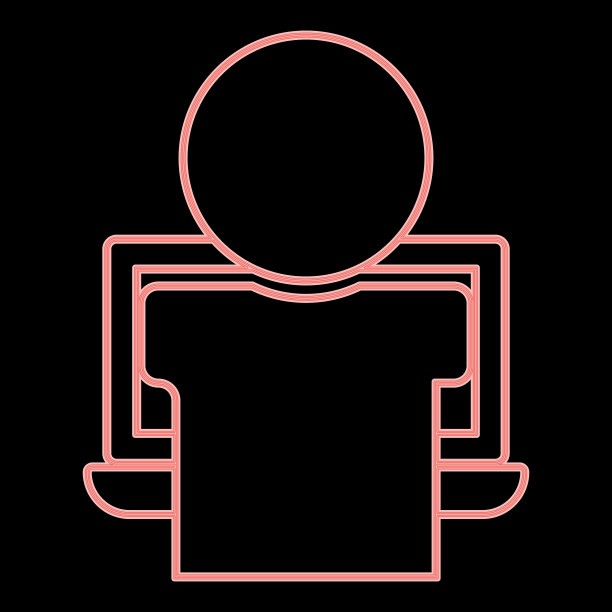 霓虹人在笔记本红色平风格图片下载